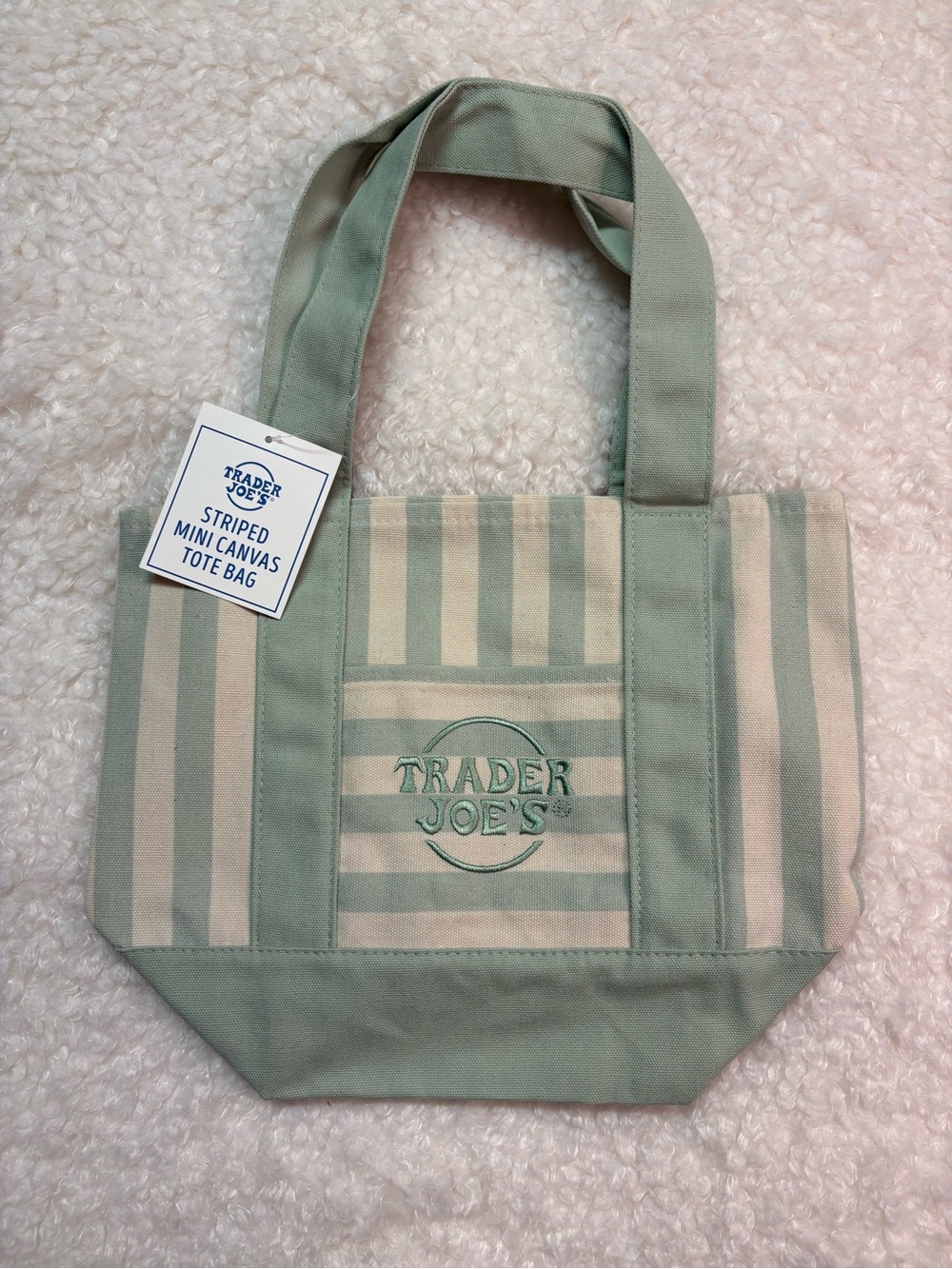 limited edition trader joe’s striped mini tote